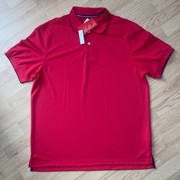 NWT Izod Red Short Sleeve Performance Mesh Knit Polo Shirt Size Large - Picture 2 of 4